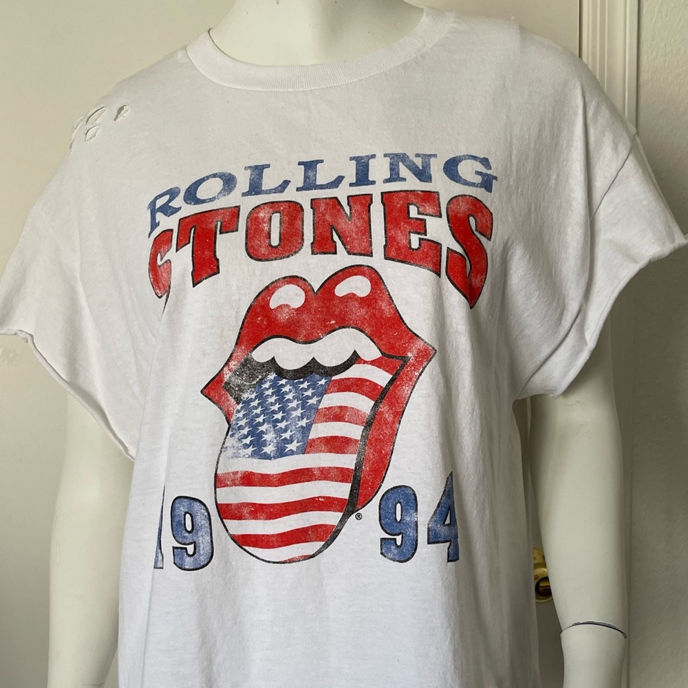 NWT Sojara Rolling Stones 1994 Concert Sequined British Flag Tongue T-Shirt